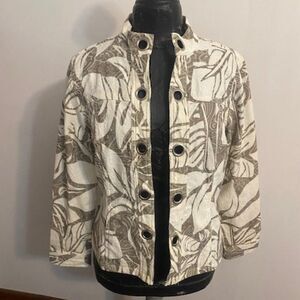 Mahtani Gray/White Embroidered Grommet open blazer, size M